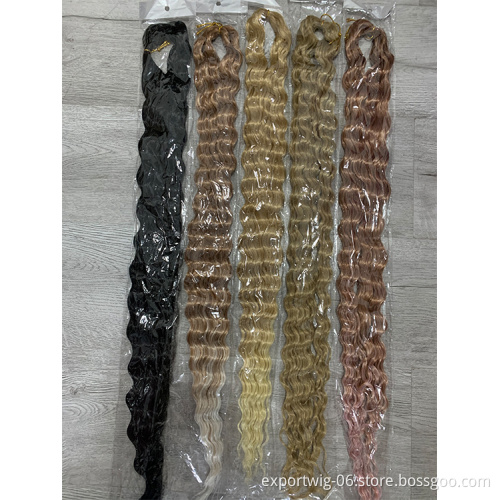 Blonde Pink Brown Customs Size Synthetic Long Curly Braiding Hair Water Wave Crochet Wavy Braiding Hair For RU